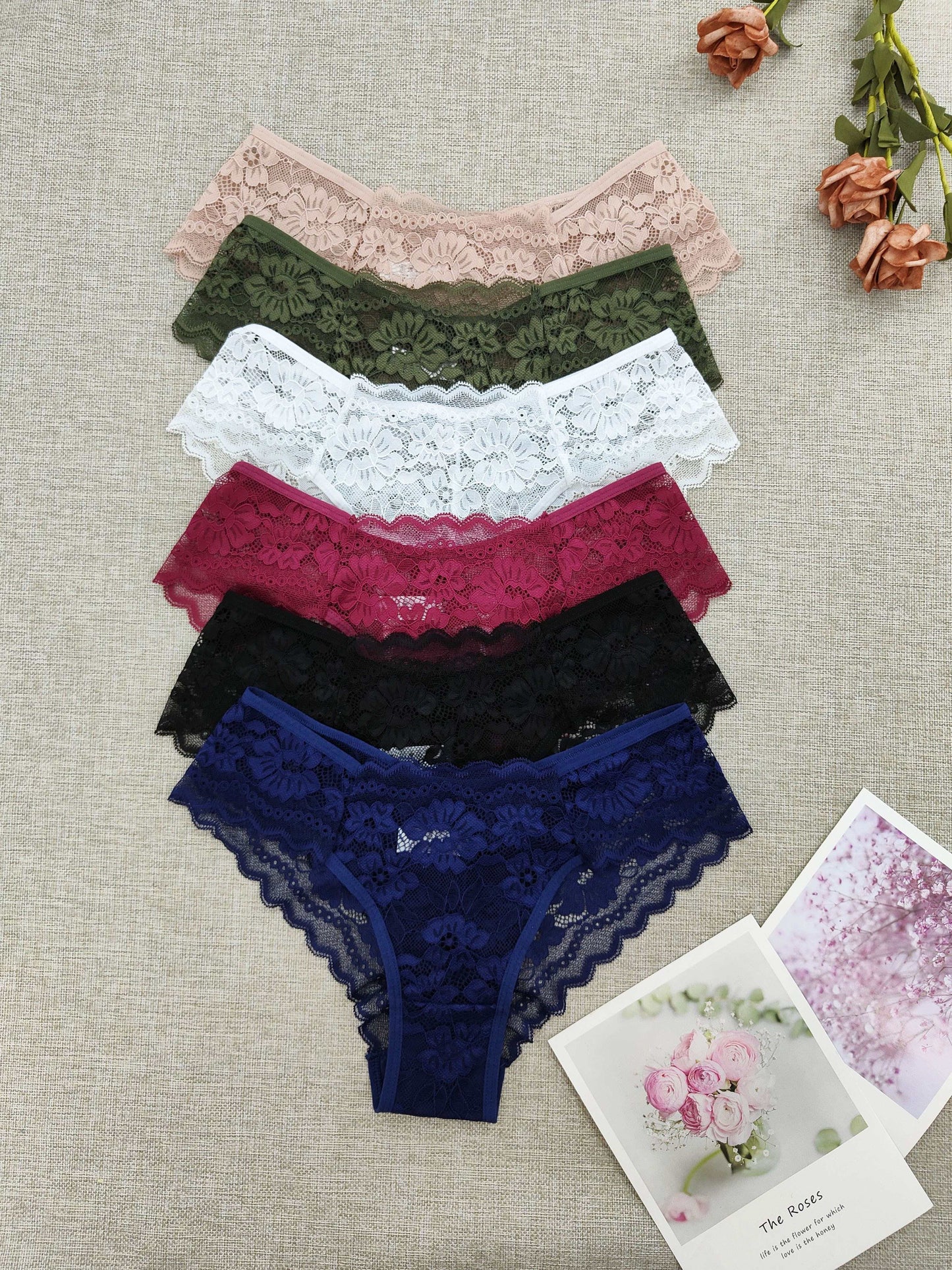 Women's lace triangle underwear 6-pack