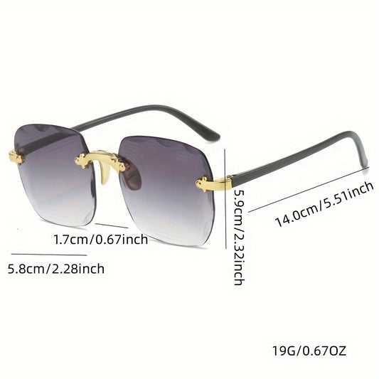 3 pieces of sleek frameless glasses with trendy gradient lenses, perfect for beach and party wear.