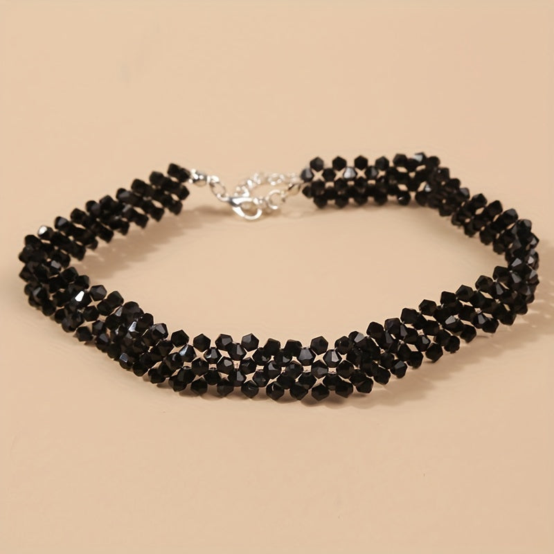 [Crowd Favorite] Stylish Handcrafted Crystal Beaded Necklace with Trendy Vintage Collar