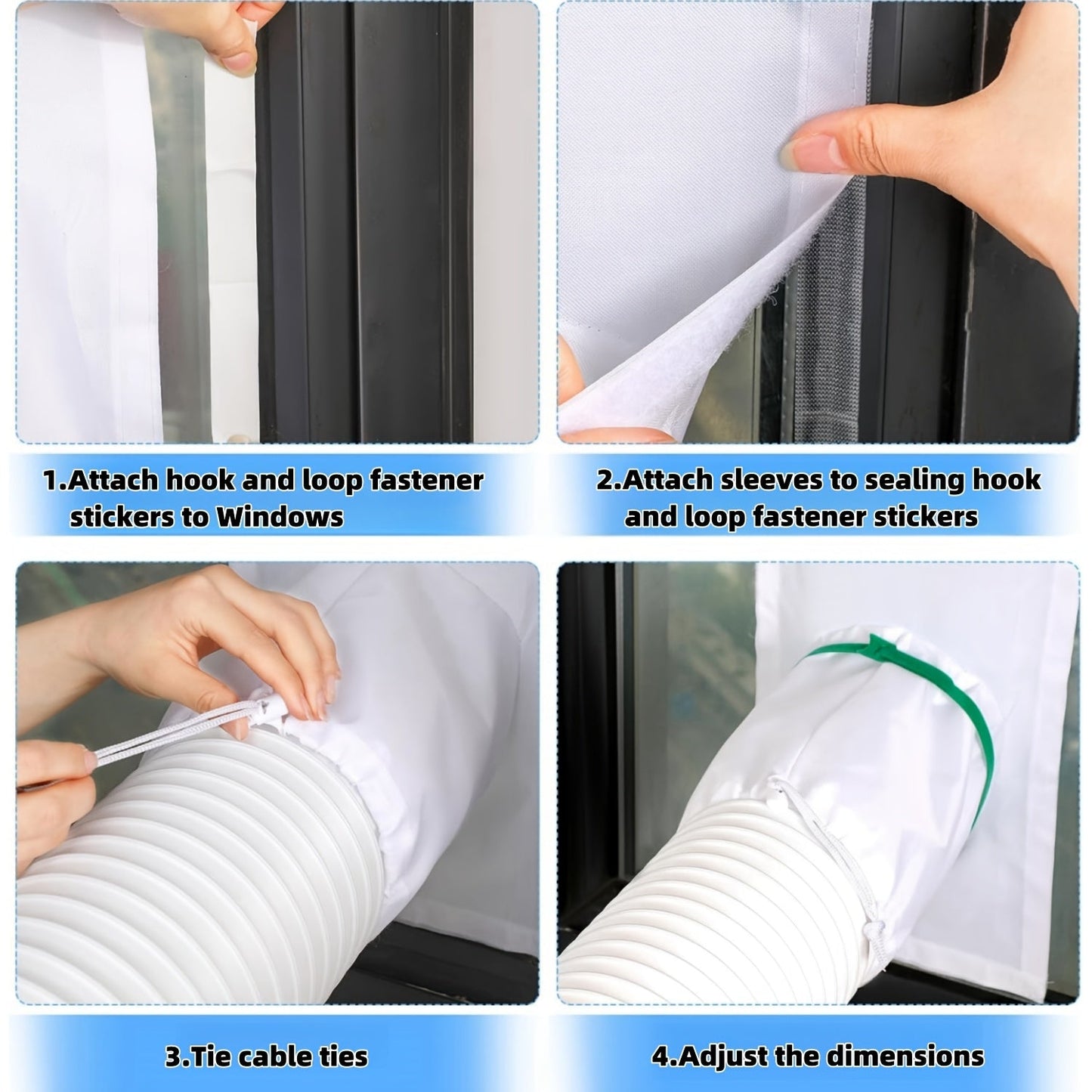 Adjustable Waterproof Window Seal Vent Kit for Portable Air Conditioners and Tumbler Dryers - Ensures 100% Sealing Effect, Easy Installation for Sliding, Double-Hung, Casement Windows. Upgraded 2024 Design, No Electricity Needed - Made of Durable Plastic