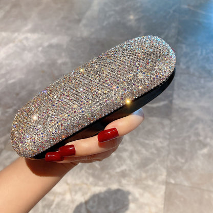 Chic and stylish diamond eyeglass case for a touch of luxury and fashion, specially designed for trendy Korean students to relieve stress and store their simple and myopia eyeglasses in a retro-inspired mirror case.