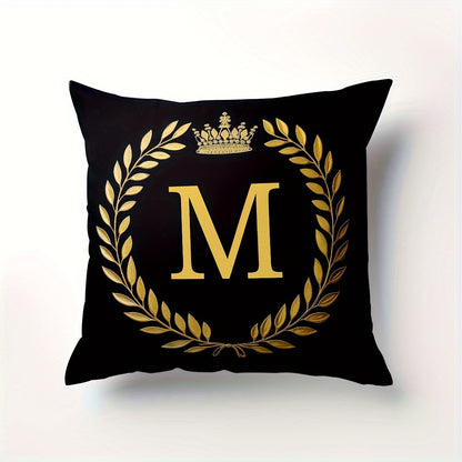 Stylish English letter print pillow cover made of soft peach skin velvet. Features zip closure and machine washable. Measures 45.72x45.72 cm, ideal for home and office decor.