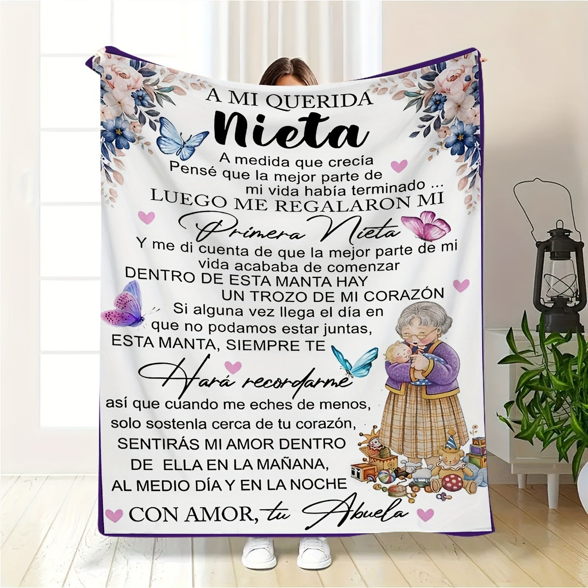 A letter to my granddaughter: a stylish Spanish blanket perfect for outdoor adventures, camping trips, or just cozying up at home. This soft and comfortable blanket is great for travel, sofa lounging, or adding a touch of modern style to your office or