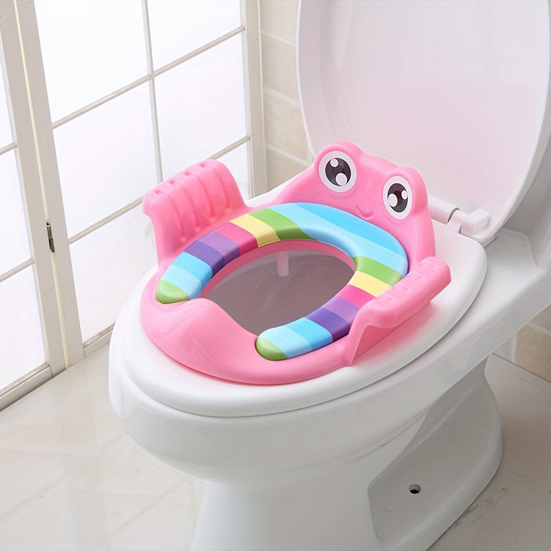 Children's portable toilet seat cover with storage bag, non-slip, colorful design for boys and girls in blue.