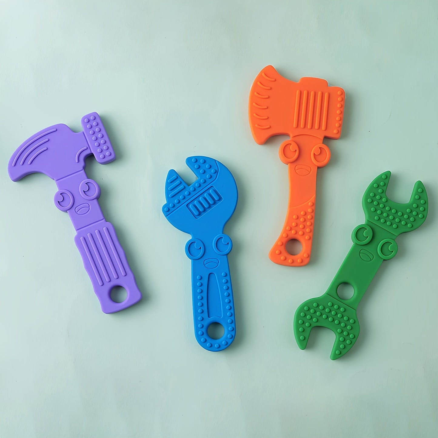 TYRY.HU 4-Pack Baby Tools Toys, Made from BPA-Free Silicone, Includes Soft-Textured Hammer, Wrench, Spanner, and Pliers, Perfect for Boys & Girls, Easy to Grip & Clean, Great Gift for Christmas & Thanksgiving