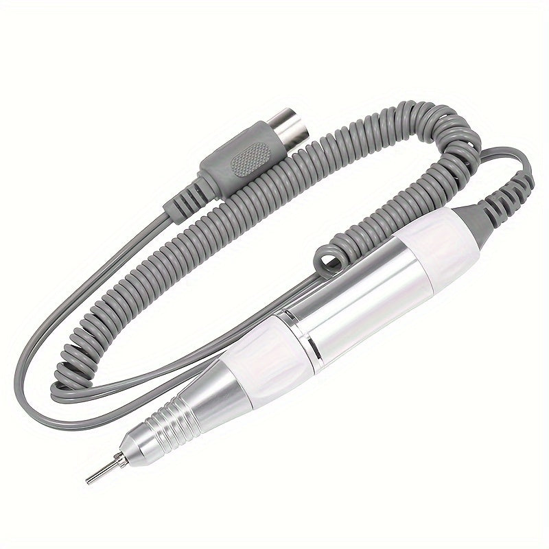 White electric nail drill pen handle for manicure pedicure polishing, 35000RPM nail tool made of iron with emery grit, uncharged power mode.