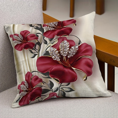 MEMNUN Contemporary Floral Throw Pillow Cover, Machine Washable with Zipper Closure, Double-Sided Design, 44.96x44.96 cm, Perfect Mother's Day or Valentine's Gift