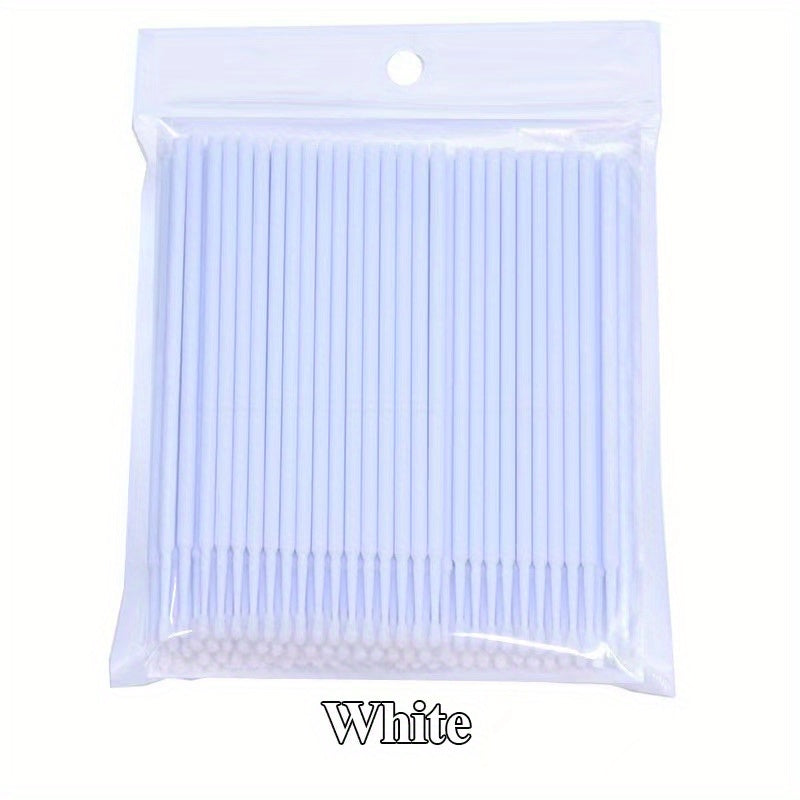 100 microbrush applicators in portable container for eyelashes, makeup, oral and dental use