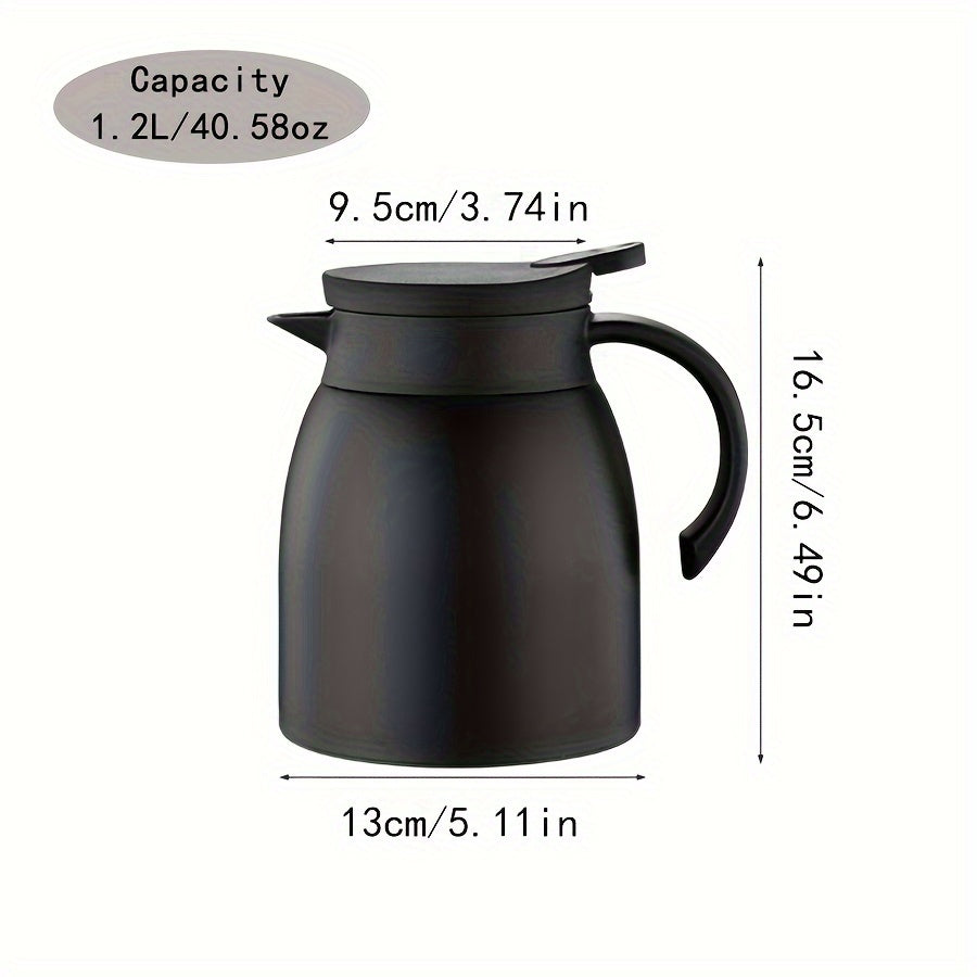 Thermal coffee pot set made of stainless steel includes a filter pot, thermal bottle, coffee cup, tea pot with net, leaky grid tea pot with filter net, thermal pot, cold pot, suitable for use in restaurants, hotels, households, and commercial settings.