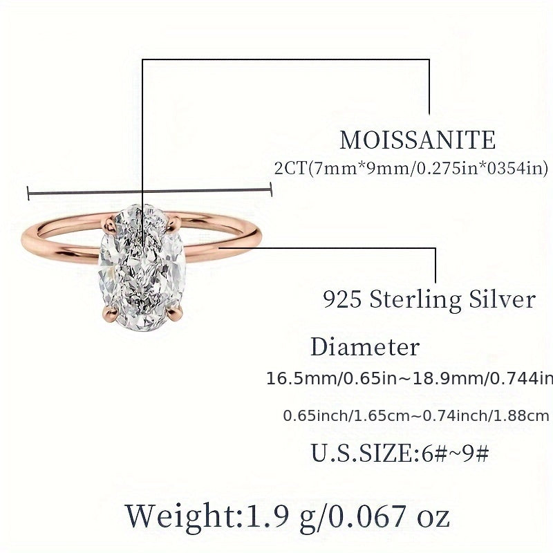 2 carat Moissanite Promise Ring crafted in 925 Sterling Silver, a Symbol of Beauty and Nobility. This High Quality Engagement/Wedding Ring comes with a Certificate and Gift Box included.