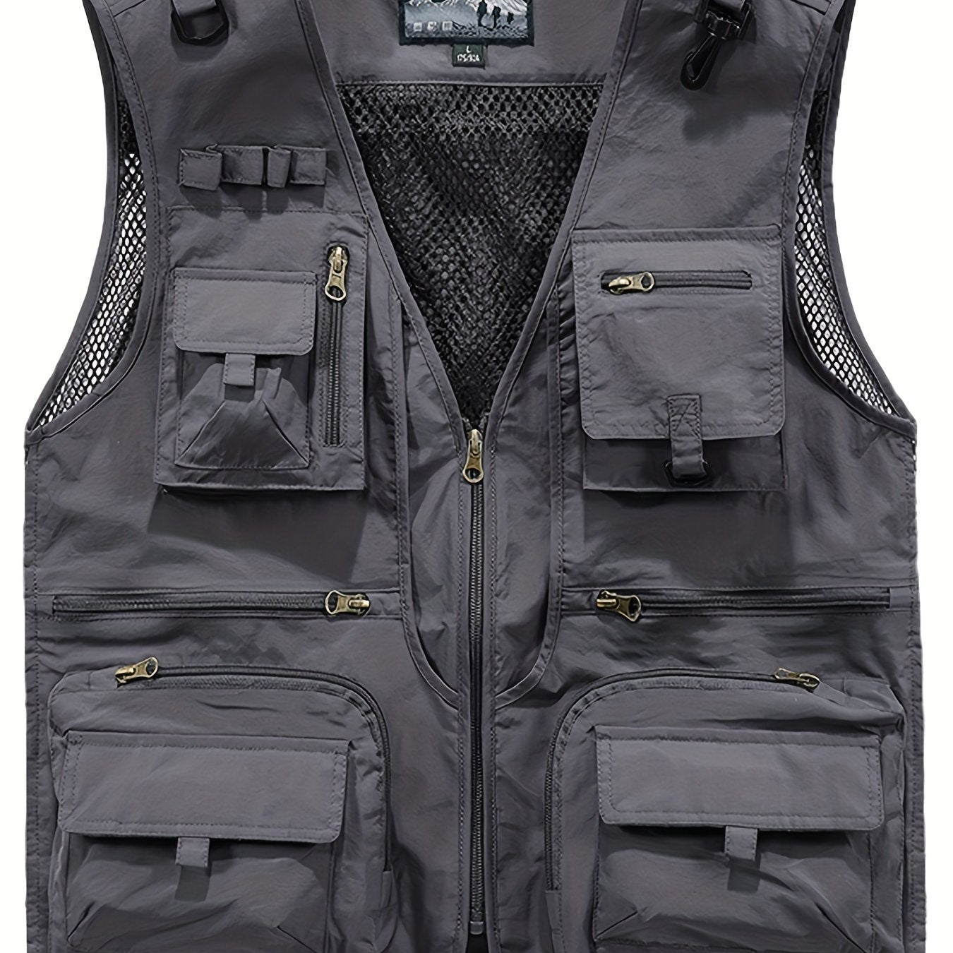 Men's Zipper Pockets Cargo Vest for Spring/Summer outdoor activities.