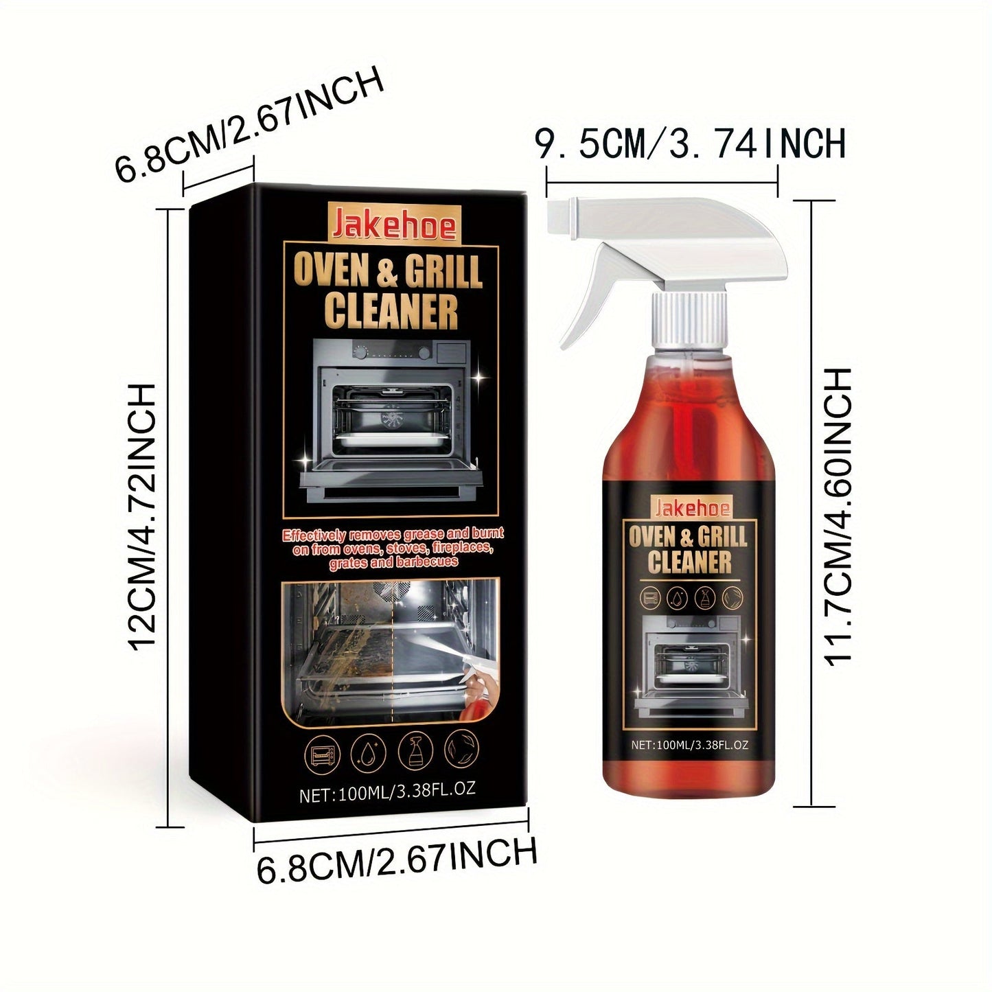 Jakehoe Oven & Grill Cleaner is a powerful citral-based liquid degreaser specifically designed for tackling kitchen stains. This residue-free formula is safe to use on linoleum surfaces and comes in a convenient 3.38 fl oz size.