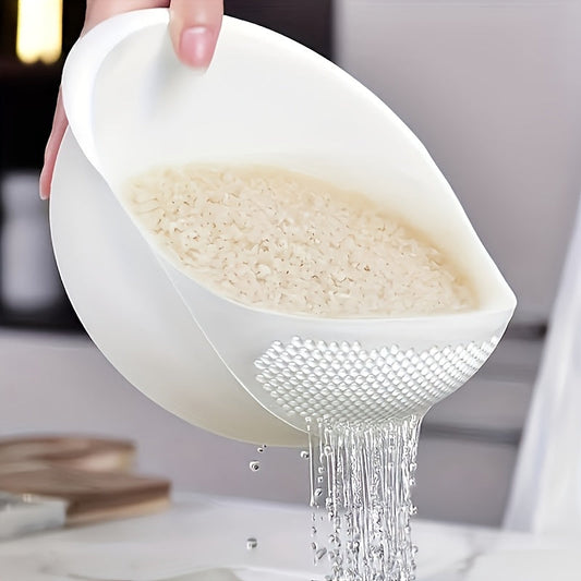 Versatile Plastic Rice Washing Bowl with Integrated Drainer, Food-Grade, Convenient Drainage System for Health-Conscious Meal Preparation and Improved Kitchen Productivity