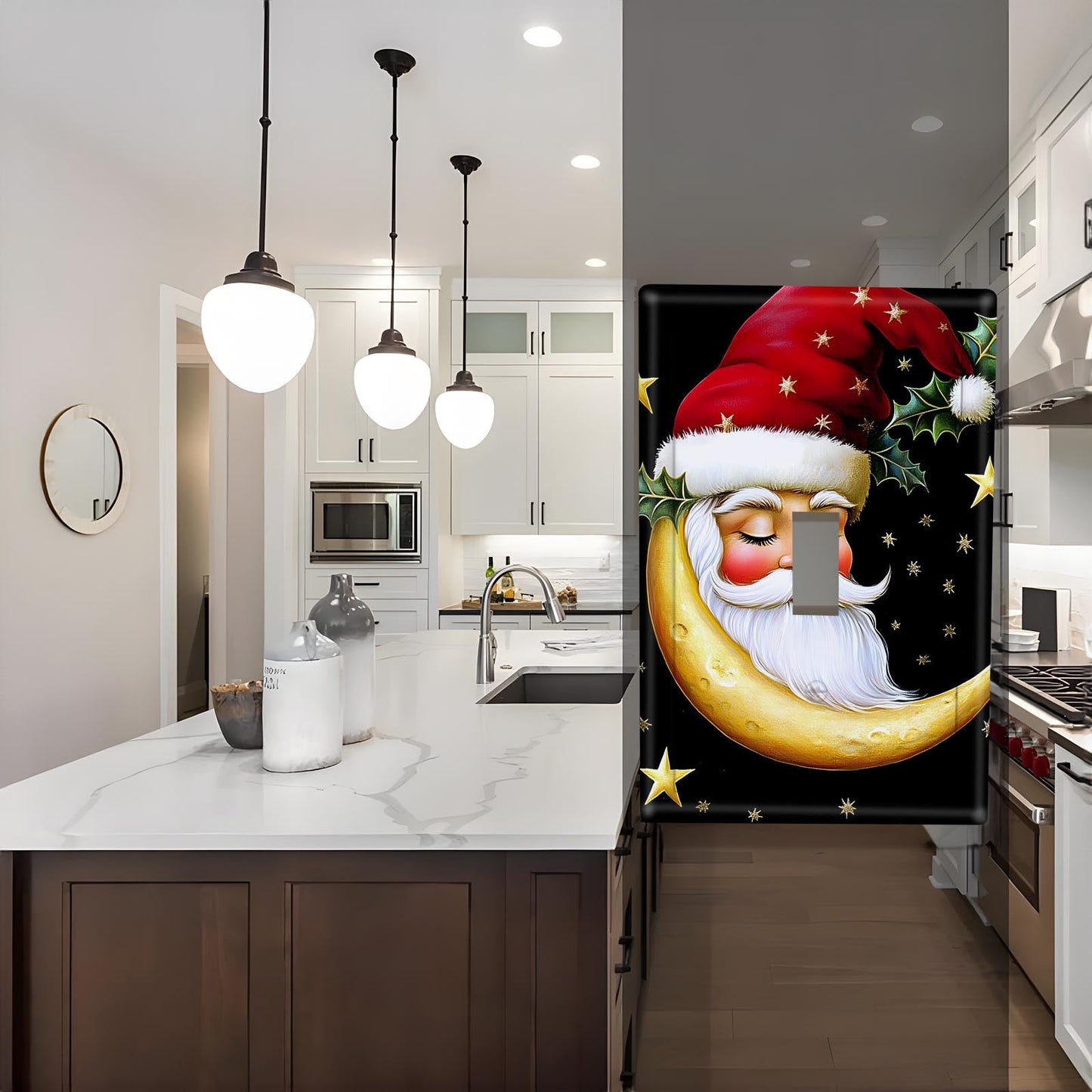 Santa Moon Modern Art Style Wall Art, Ideal for Bathroom, Bedroom, and Living Room, Perfect for Home Decoration, Available in 1Gang or 2Gang sizes