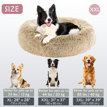 Cozy round pet bed for dogs, ideal for autumn and winter indoor sleeping.