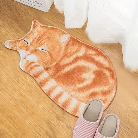 Cute Cat Design Fast-Drying Kitchen Mat - Slip-Resistant, Super Soft Rug for Bathroom, Bedroom, Living Room | Easy-Clean Home Decoration, Safe for Machine Washing