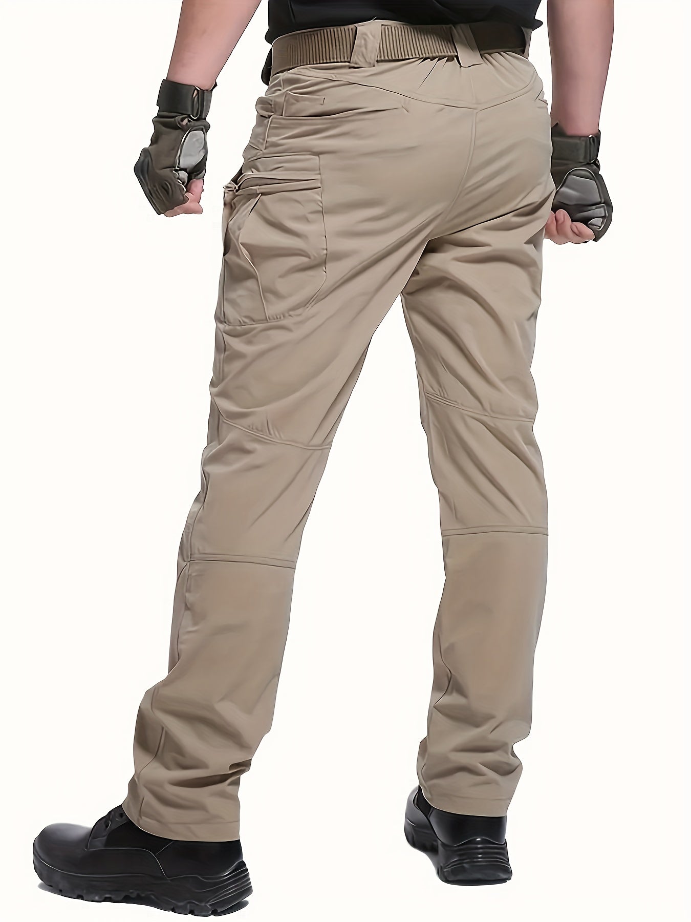 Men's tactical work pant with multiple pockets, water-resistant polyester fabric for construction work.