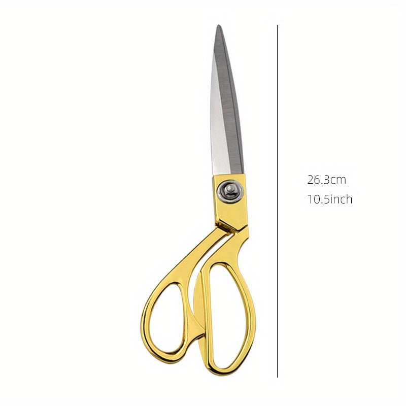 Ultra sharp stainless steel tailor scissors with golden-tone alloy handle - ideal for crafting, office, and home use, offering durable and precise cutting for sewing.