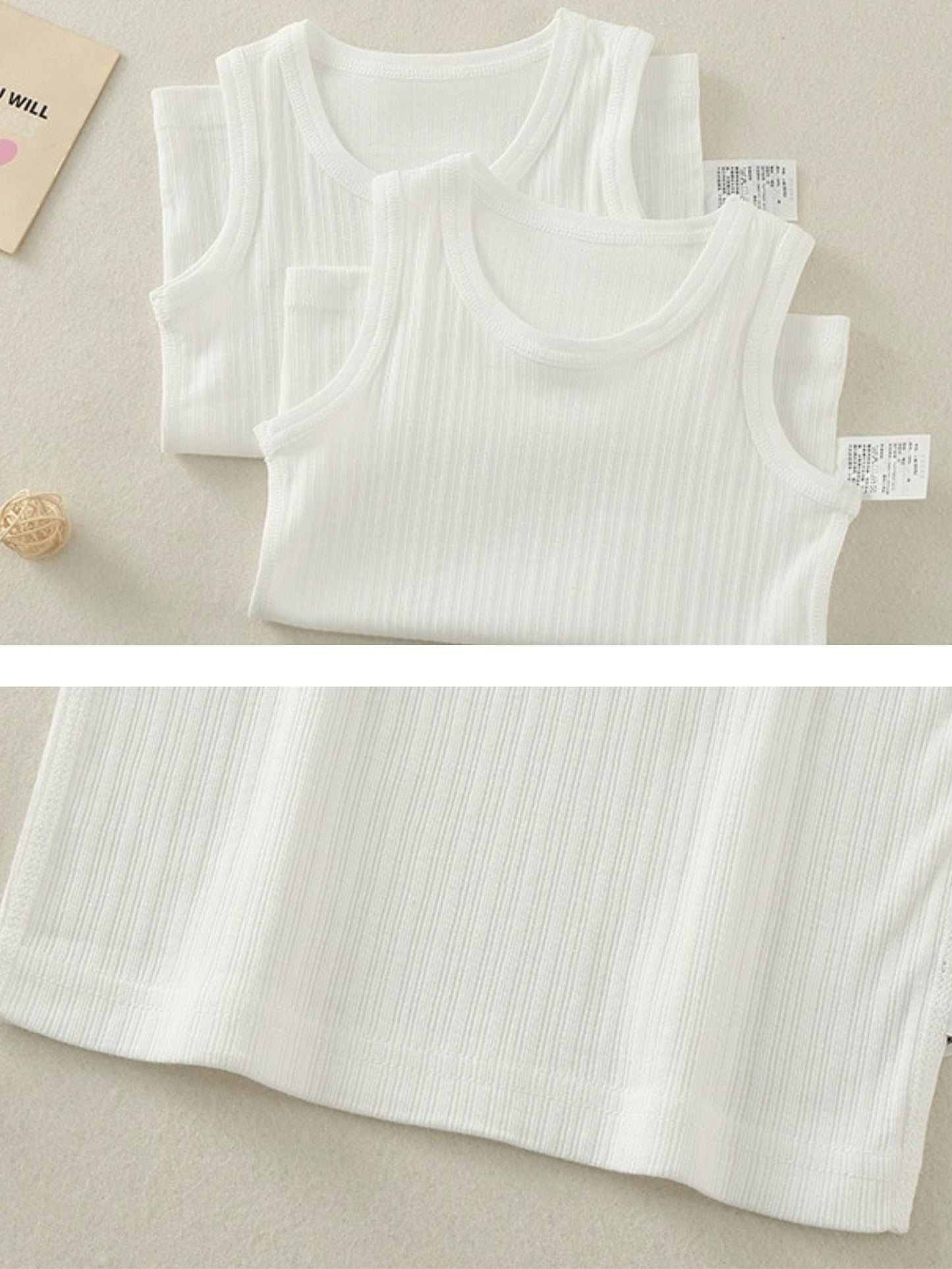 EVA JANG 4-Pack Boys' Cotton Tank Tops in Solid Colors with Crew Neck, Knit Fabric and Slight Stretch, for Layering