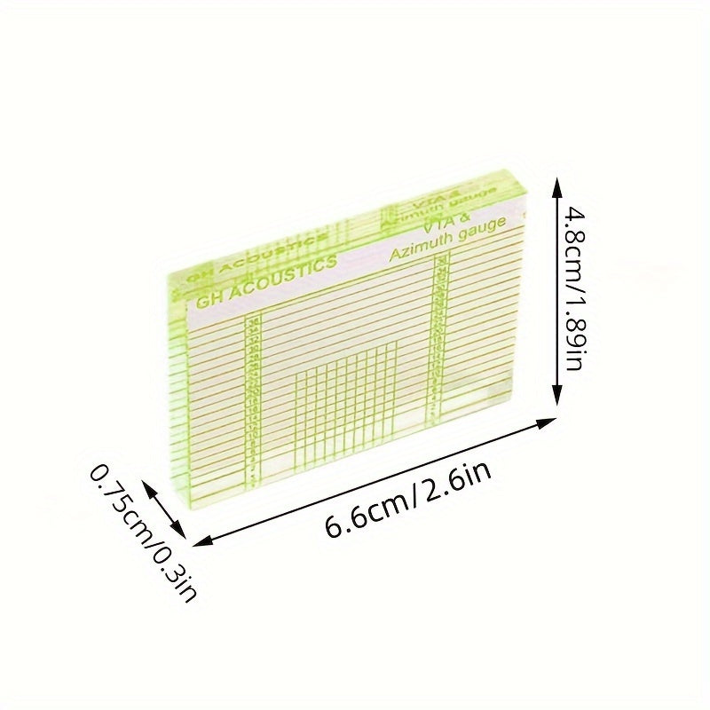 FF Bonfires Acrylic VTA & Azimuth Adjustment Ruler for Vinyl Record Player, a transparent measurement tool for phono tonearm alignment.