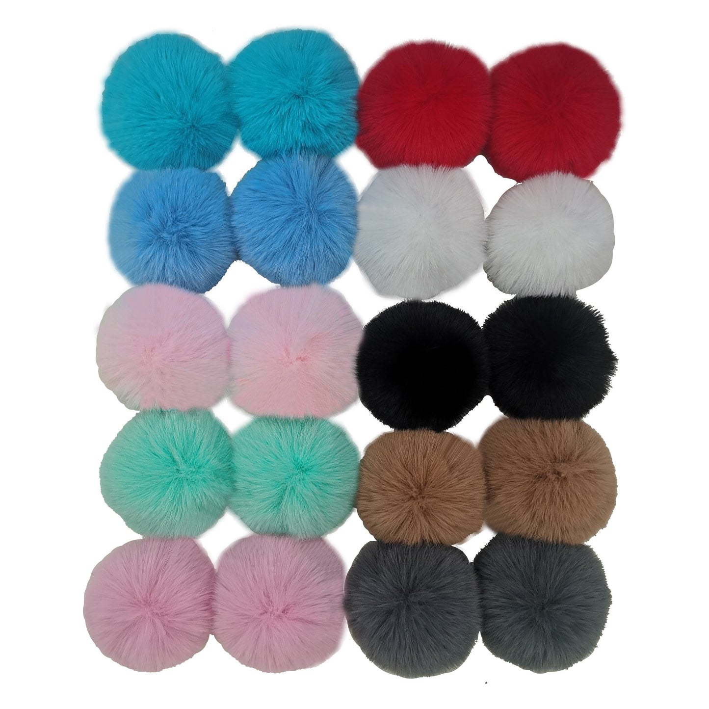 Set of 20 8cm Faux Rabbit Fur Pom Pom Keychains, Fluffy Balls attached to Elastic Loop for Hats, Keychains, Scarves, Gloves, Bags and other Accessories