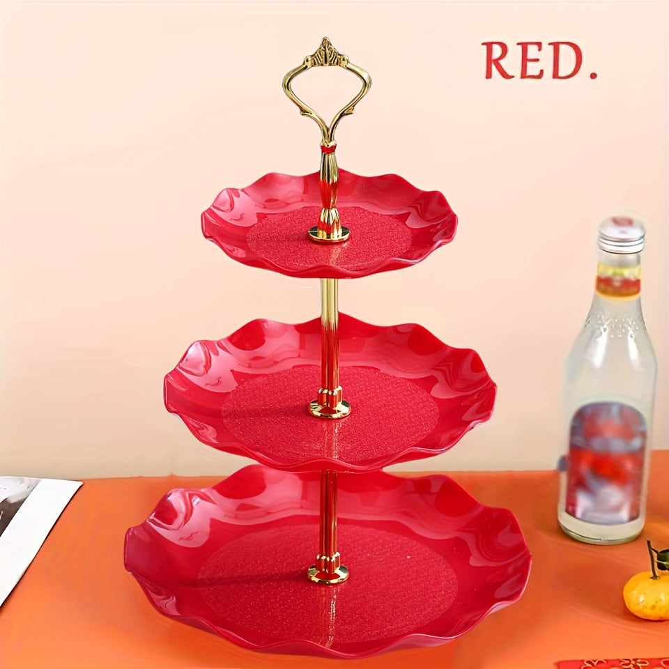 Stylish 3-Tier European Candy & Fruit Stand - Great for Holidays and Parties - Durable, Food-Safe Plastic