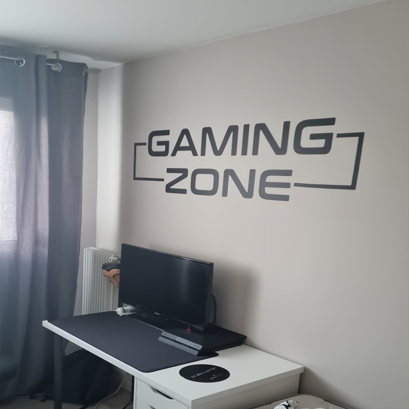 Black Creative Gaming Zone Wall Decal for Bedroom or Living Room Decoration.