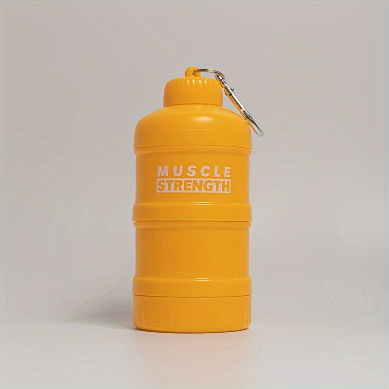 Portable protein powder container with a multi-tier plastic bottle for gym and outdoor sports, with a keychain. Size 7cm X 11cm/20cm/15.5cm.