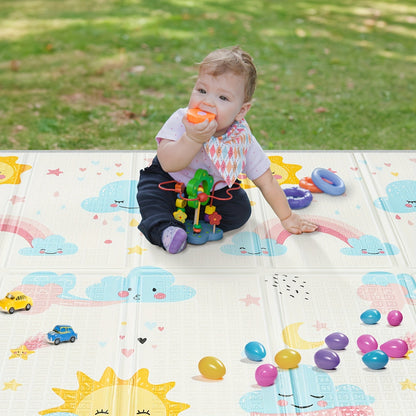 Youngsters' Sun & Planet Reversible Play Mat - Waterproof & Thick Foam Safety Floor Mat, 127.0x127.0cm with Fence Option. Portable, Reversible & Ideal Gift for Christmas or Thanksgiving.