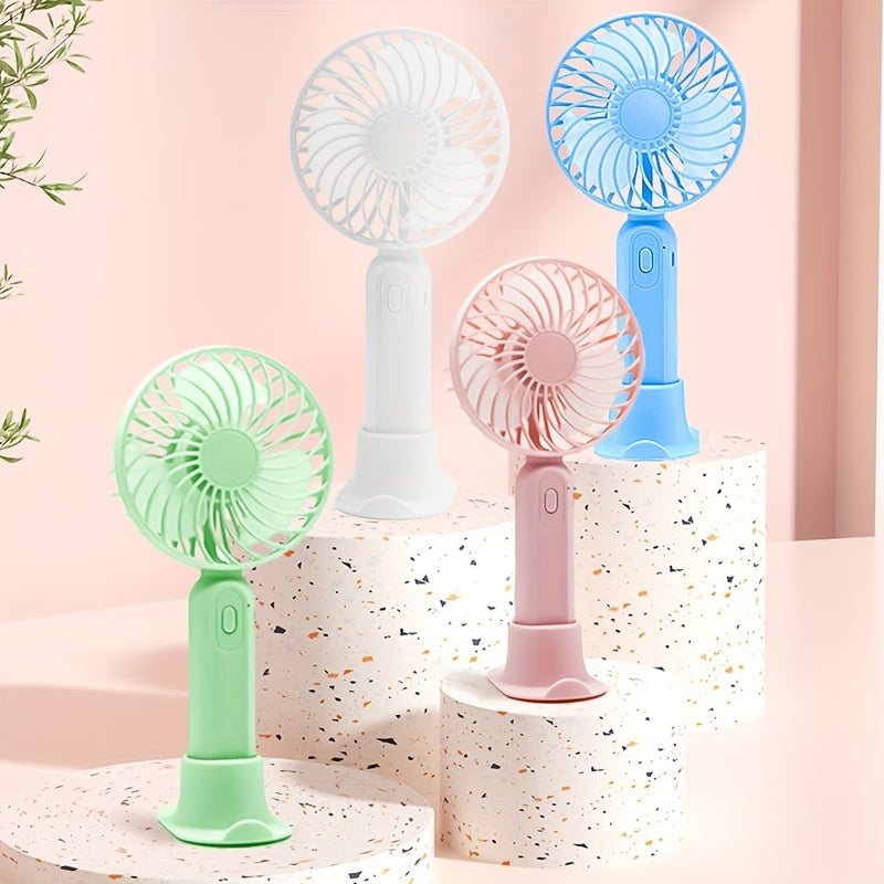 Mini USB Rechargeable Handheld Fan - The perfect portable cooling device for on-the-go use. With a height of 9.06 inches and a base diameter of 3.54 inches, this compact plastic fan is ideal for travel and outdoor activities.