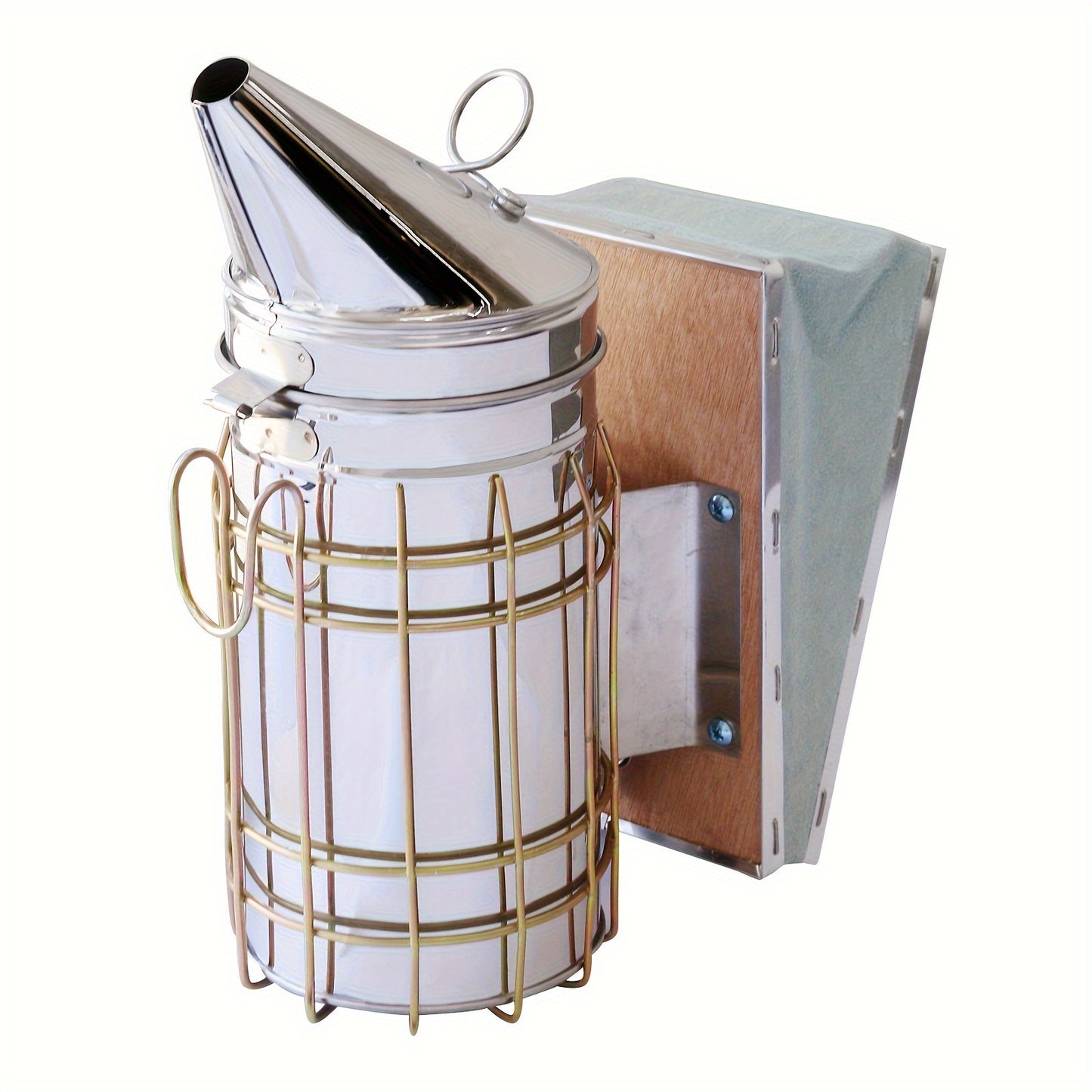 Stainless steel Bee Hive Smoker with heat shield for beekeepers.