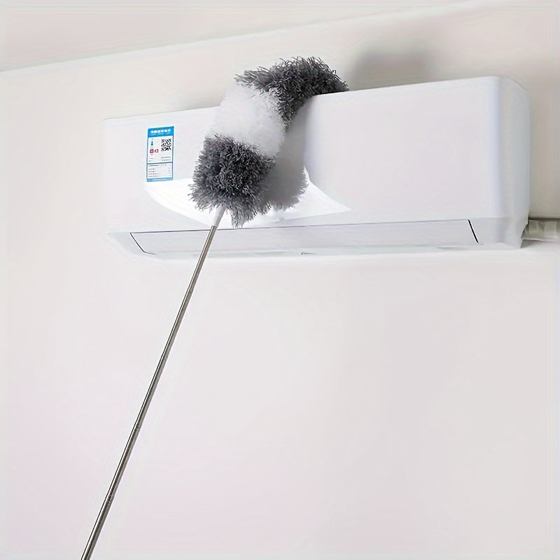 One pack of Microfiber Feather Duster with Extendable Pole, Flexible, and Washable Dust Brush, ideal for cleaning ceiling fans, furniture, and cars. Features a Metal Handle and Resin Head, requiring no electricity or batteries for home and office use.