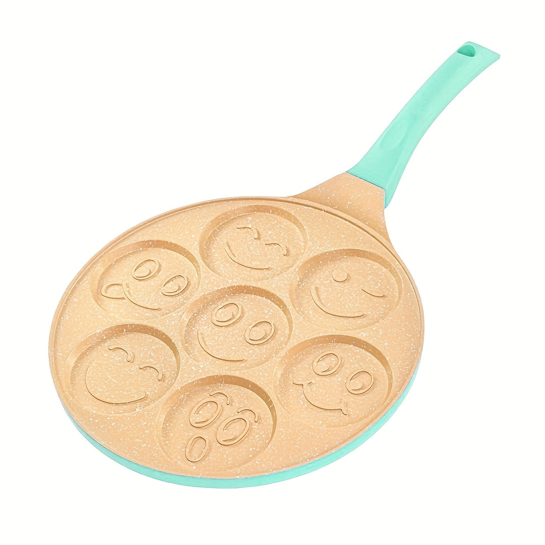 Mini pancakes made easy with the Joyful Face Mini Pancake Pan! Featuring 7 fun designs, this non-stick aluminum skillet is perfect for creating the perfect breakfast or brunch. Dishwasher safe and ideal for parties and birthdays.