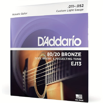 Acoustic guitar strings made of 80/20 bronze for six-string guitars, providing a rich, bright sound and excellent projection - Model EJ10-3D, extra light gauge 10-47.