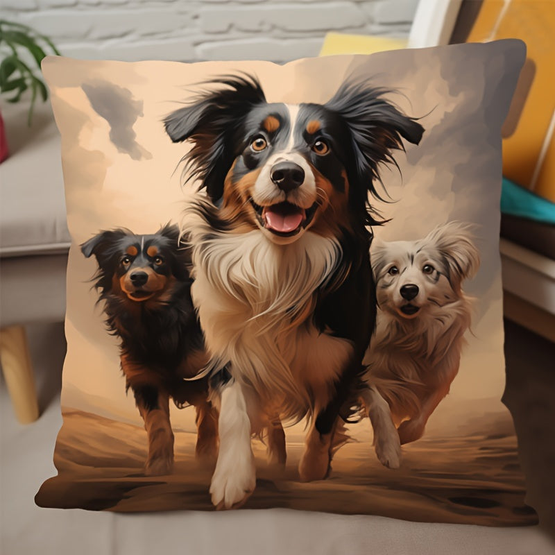 4PCS Cute Puppy Throw Pillowcases for living room sofa; no pillow insert included.