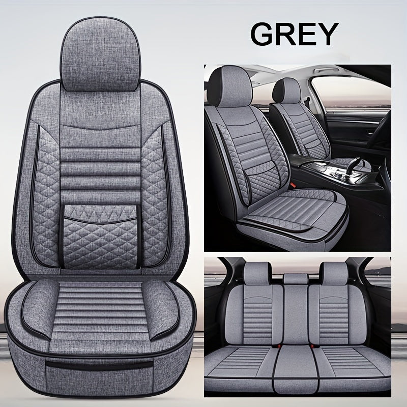 M06 Fiber Hemp Car Seat Cushions - Universal Fit, Breathable Covers for 5-Seats Vehicle, Four Seasons Material