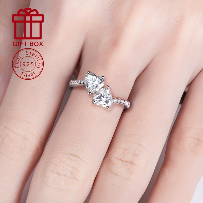 Gift your friends and BFFs this fashionable and novel Women's Eternal Ring, featuring a 925 Silver Moissanite 6.5mm Heart shape main stone with 2CT, adorned with 0.012*14 side stones. The ring weighs a total of 4.6g, making it a stunning accessory for