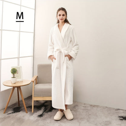 Thick, cozy couple's bathrobe with long sleeves for autumn and winter comfort.