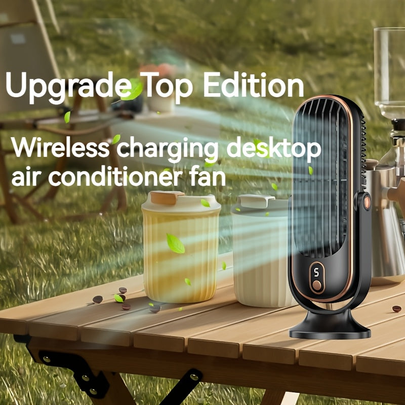 Wireless USB Desktop Fan with 5 Speeds, 360-Degree Oscillation, Energy-Efficient and Quiet, Includes 1200mAh Battery, Ideal for Indoor and Outdoor Use, Travel, and Dormitories.