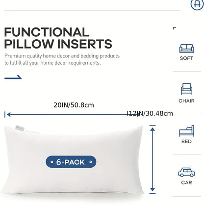 6 white 45.72 x 45.72 cm square pillow inserts, ideal for Christmas decor on couch, sofa, or bed.