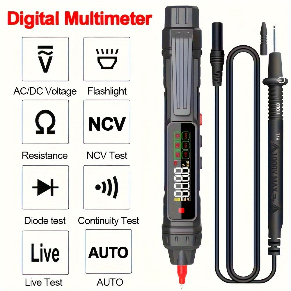 ZLLJMETER Digital Pen Multimeter: Auto Range, Non-Contact Voltage & Resistance Testing, High Precision (0.1), Battery Powered, Plastic, for Industrial Measurements, Battery Not Included.