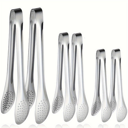 6 packs of stainless steel buffet tongs in 7, 9, and 12 inches.