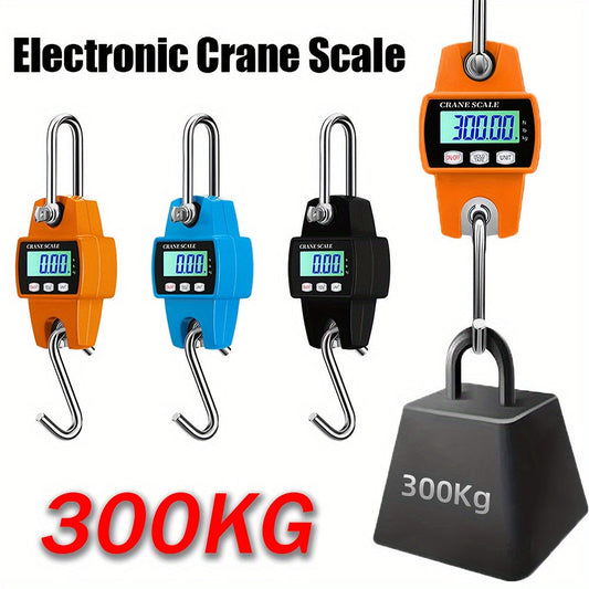 The Industrial Portable Digital Crane Scale features a 300kg precision, stainless steel hook, and LCD display for accurate weight measurement in Kg/Lb/N. Ideal for heavy-duty industrial use.