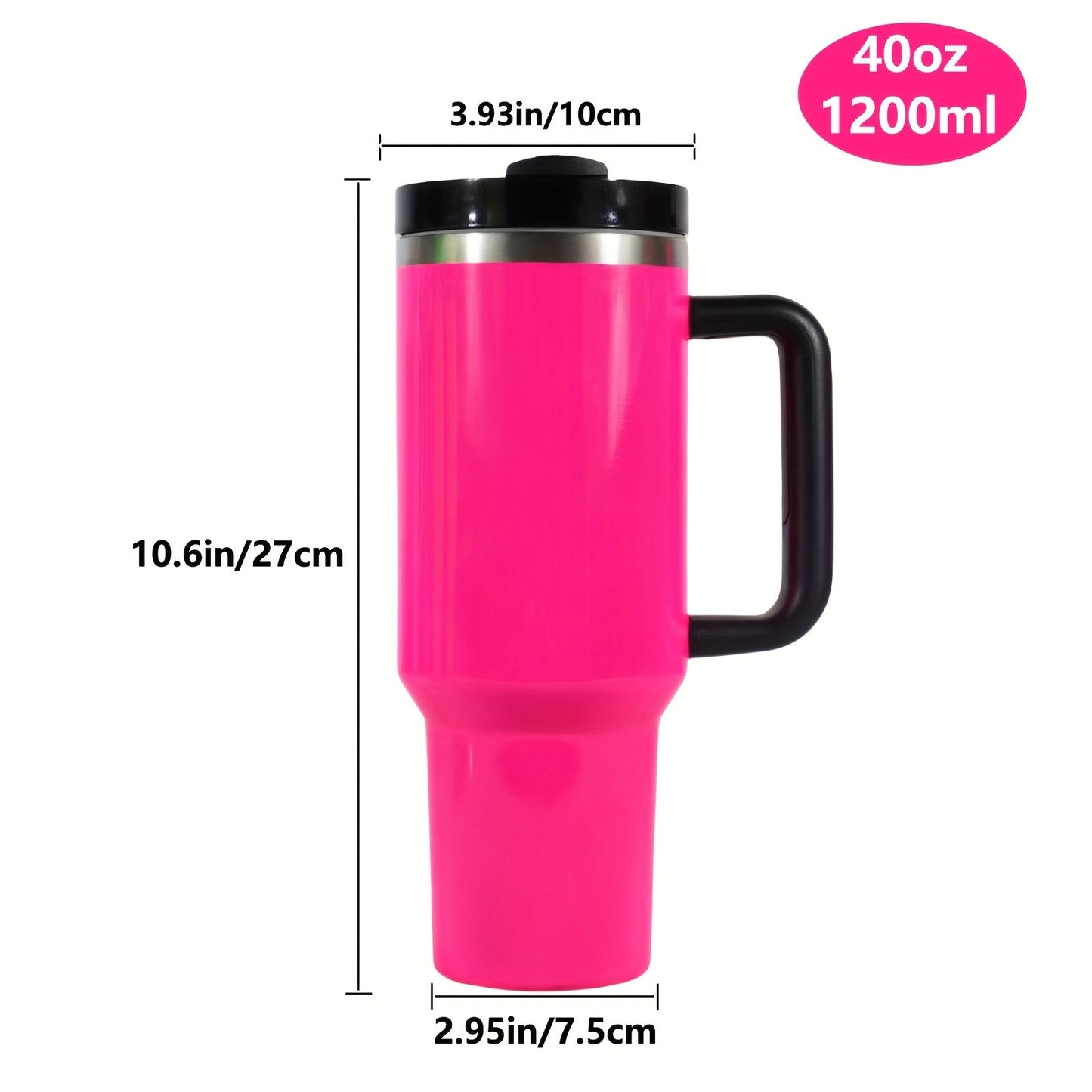 Neon 40oz Insulated Tumbler - Stainless Steel, Lid & Handle, Straw-Friendly, Ideal for Travel, Home, Office - Vibrant Summer Drinkware, Great Gift.