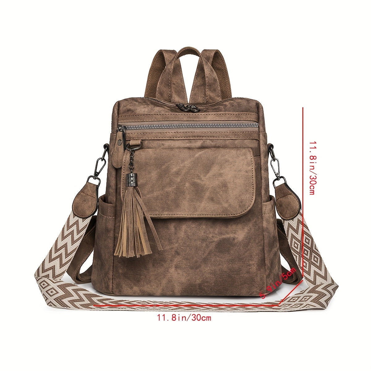 New PU Women's Double Shoulder Bag for Autumn and Winter, can be used as a casual backpack, crossbody or single shoulder bag with tassels.