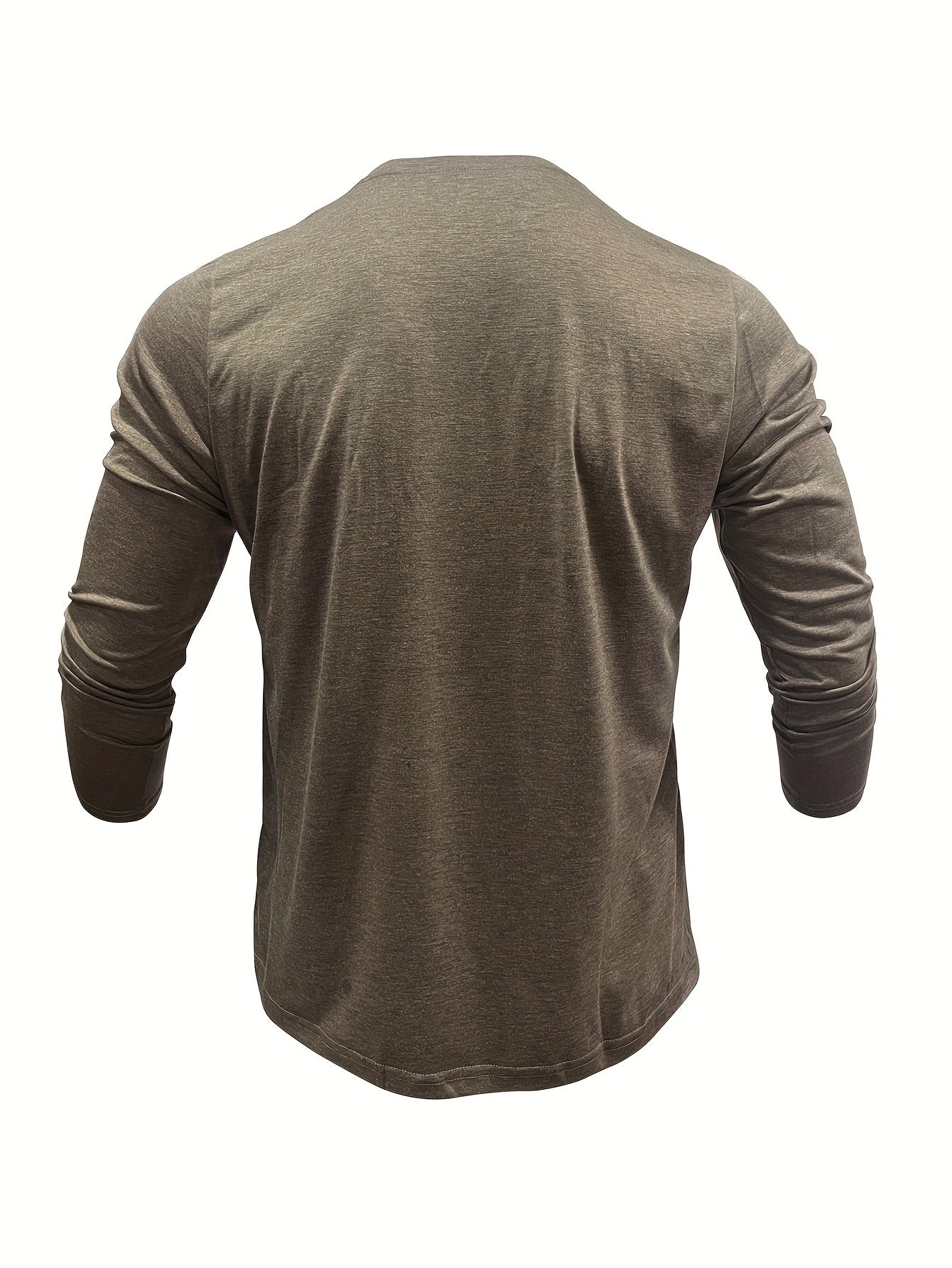 Men's olive green Henley shirt in big & tall sizes, perfect for outdoor activities. Casual, comfy, with stretch and long sleeves.