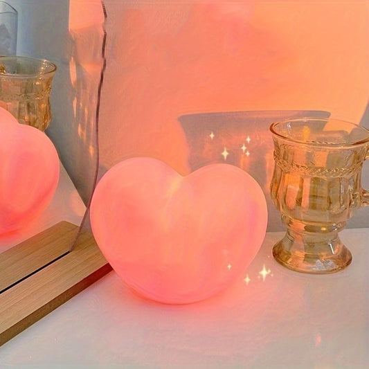 Rose Red Heart-Shaped LED Night Light - Ideal Valentine's & Mother's Day Gift, Battery-Operated, Easy Button Control, Great for Bedroom Decor & Desk Lamp, Non-Rechargeable, 1pc