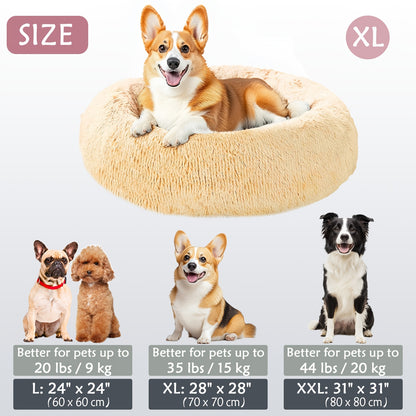 Cozy round pet bed for dogs, ideal for autumn and winter indoor sleeping.