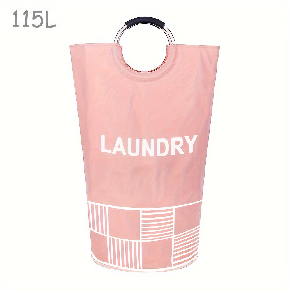 Waterproof laundry hamper with padded handles, stands up well and collapses for easy storage. Perfect for bathroom, laundry room, balcony, dorm, and more. Stay organized with this 82L/115L laundry basket.