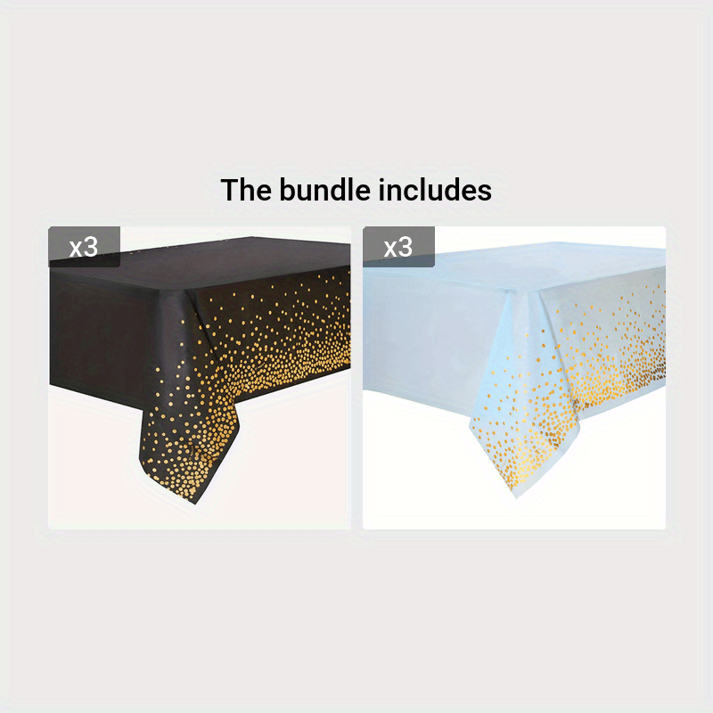 Disposable golden dot waterproof tablecloth, 137x274cm, for parties and events.